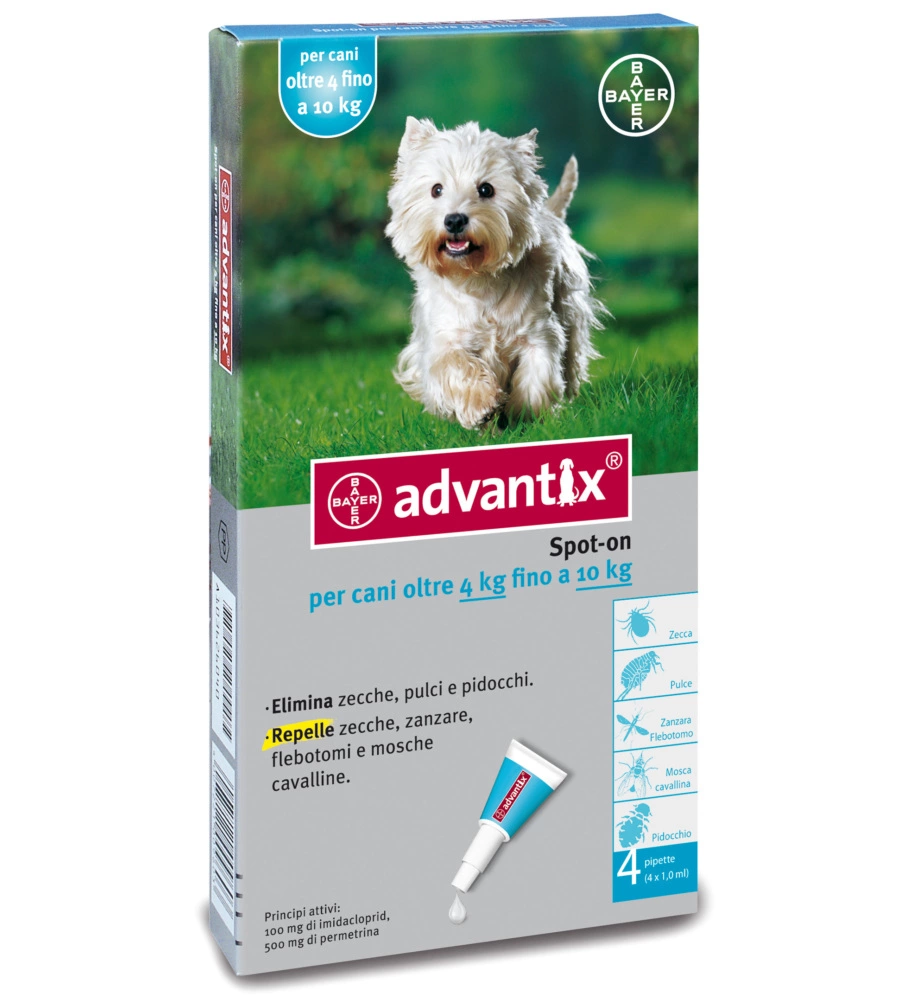 Advantix spot on antiparassitario per cani da 4 a 10 kg - bayer.